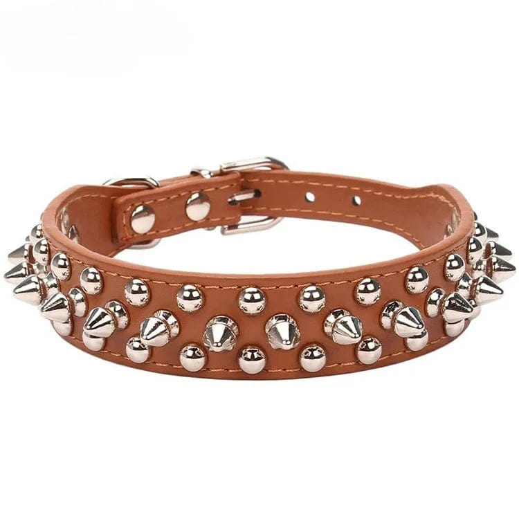 Collier en Cuir Clouté pour Bouledogue Français Pour Bouli Kaki / XS