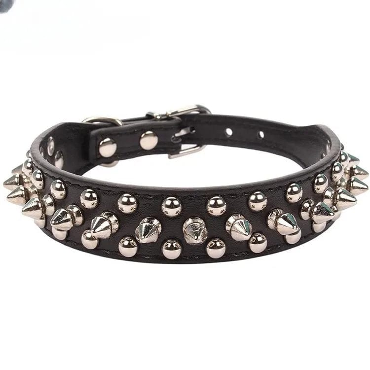 Collier en Cuir Clouté pour Bouledogue Français Pour Bouli Noir / XS