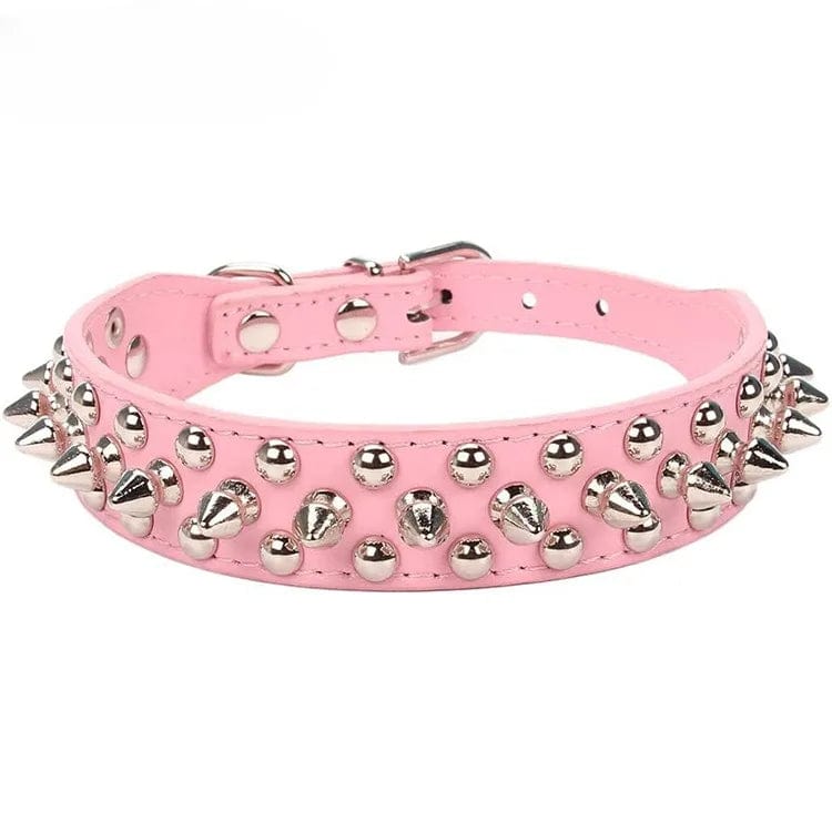 Collier en Cuir Clouté pour Bouledogue Français Pour Bouli Rose / XS