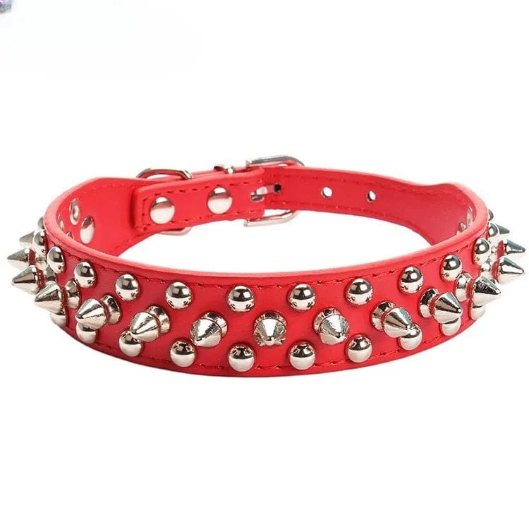 Collier en Cuir Clouté pour Bouledogue Français Pour Bouli Rouge / XS