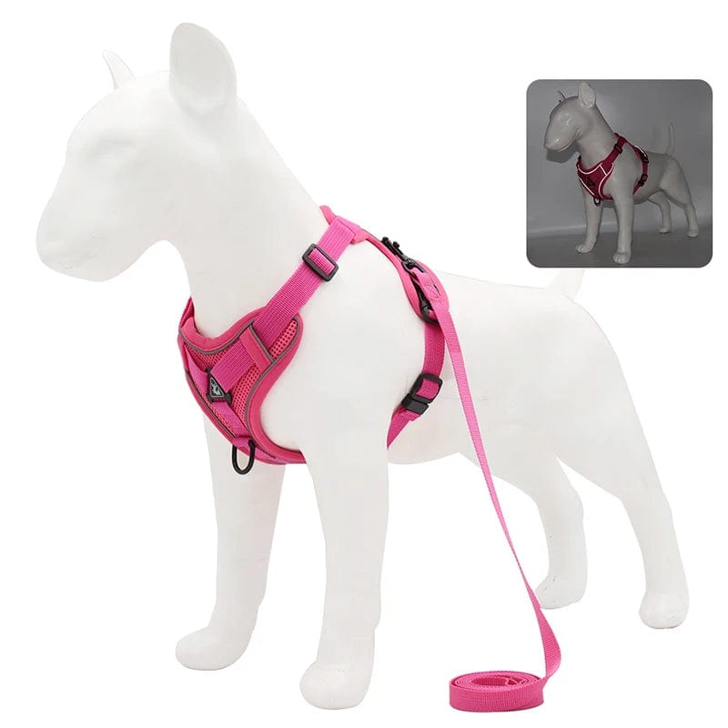 Harnais Anti-Traction et Laisse pour Bouledogue Français harness Rose Rouge / XL 7.5-10 kg