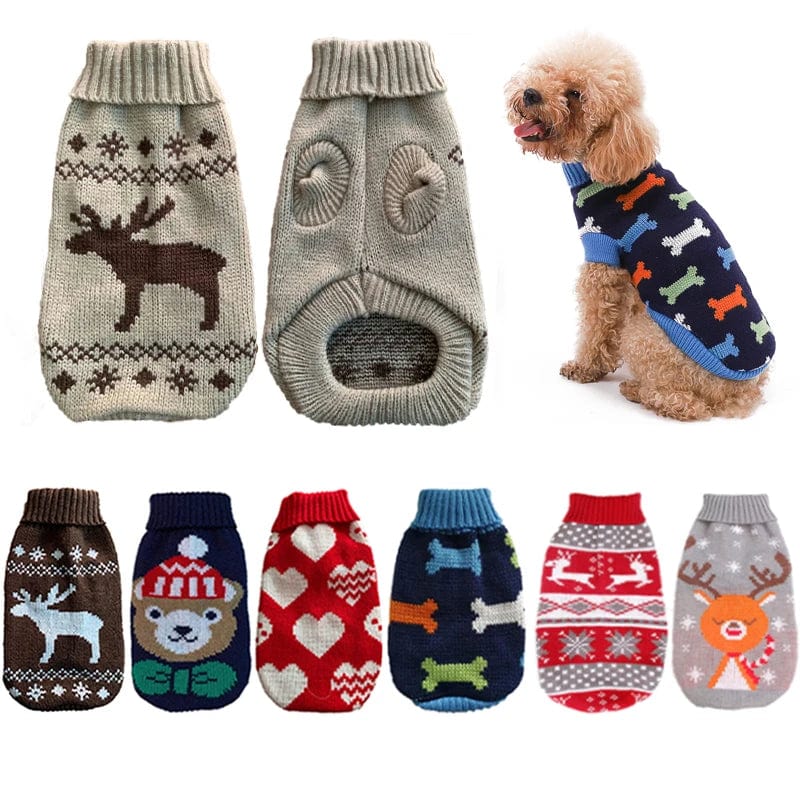 Pull d&#39;Hiver en Laine Noël pour Bouledogue Français – Vêtement de Noël Chaud et Confortable