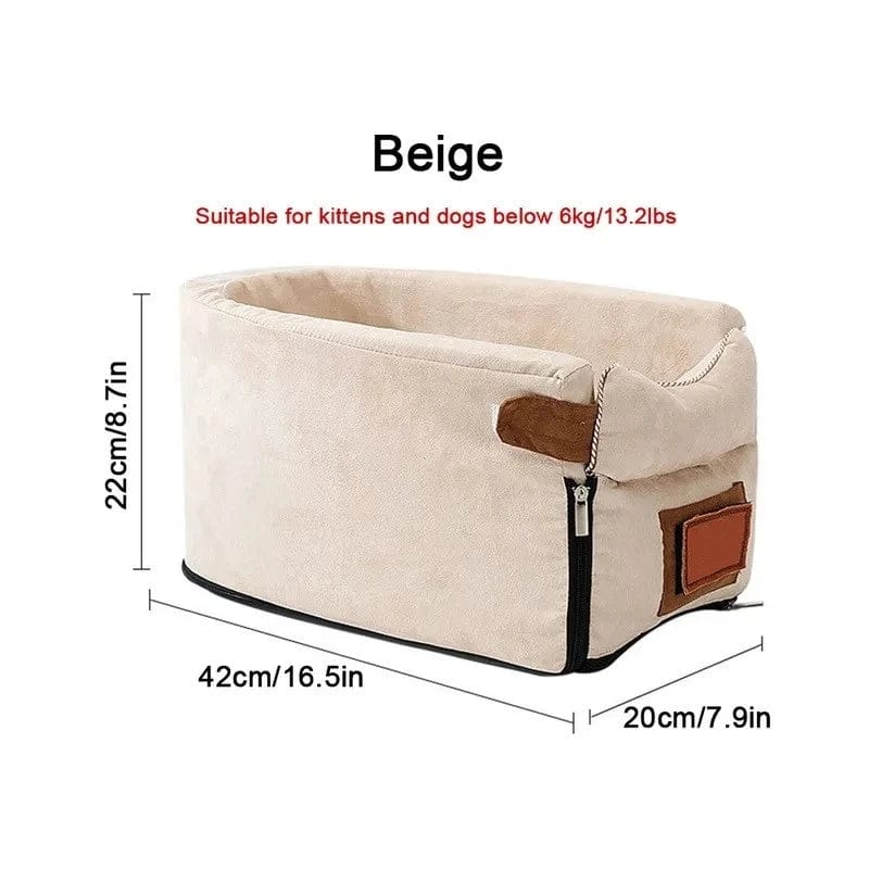 Siège Auto Central pour Bouledogue Français – Transport Sécurisé et Confortable beige / 42x22x20 CM