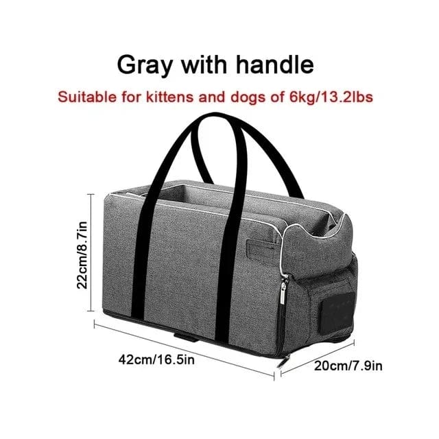 Siège Auto Central pour Bouledogue Français – Transport Sécurisé et Confortable Gris + / 42x22x20 CM