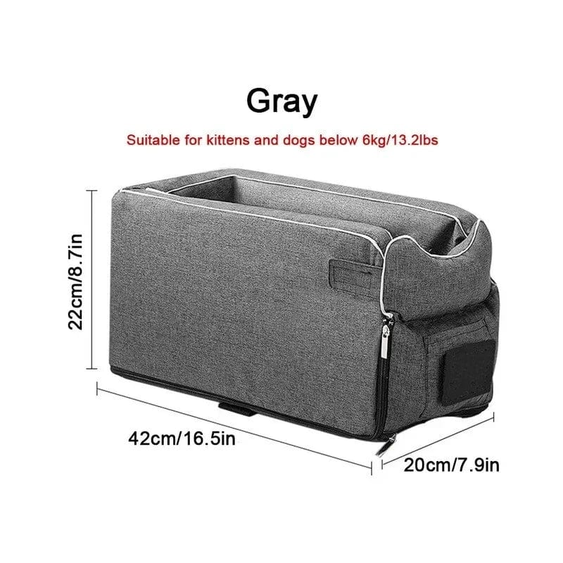 Siège Auto Central pour Bouledogue Français – Transport Sécurisé et Confortable Gris / 42x22x20 CM