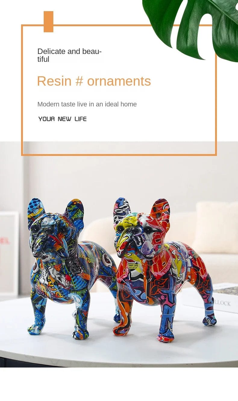 Statue Bouledogue Français en Résine Colorée – Ornement Décoratif Unique pour Maison et Bureau