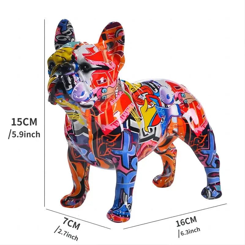 Statue Bouledogue Français en Résine Colorée – Ornement Décoratif Unique pour Maison et Bureau RA