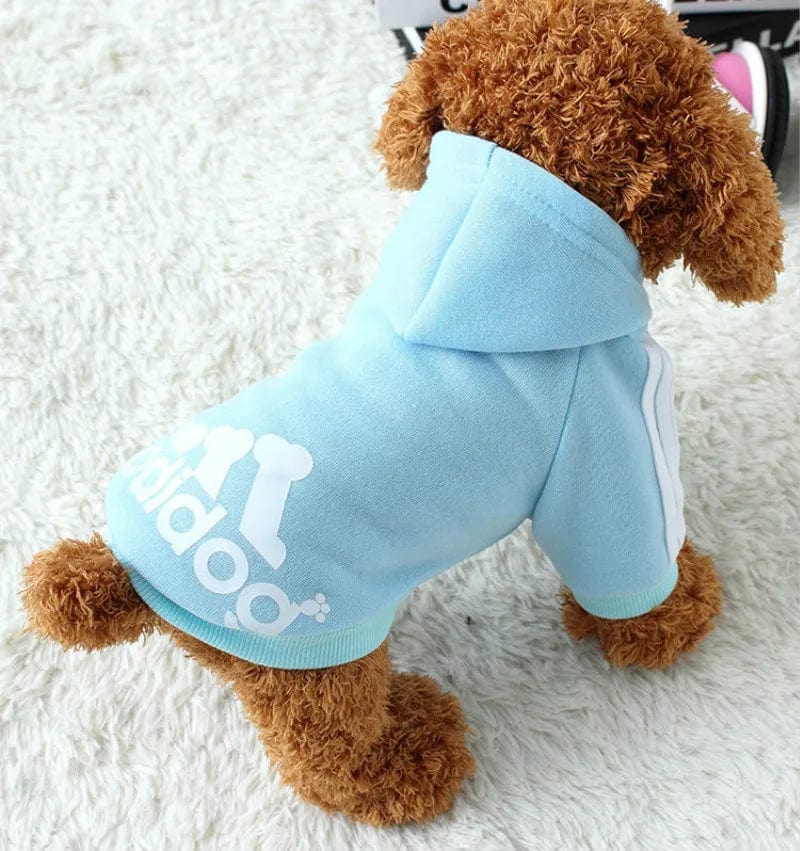 Sweat à Capuche Adidog pour Bouledogue Français – Confort et Style Sportif Pour Bouli Light Blue / 5XL 14-18kg