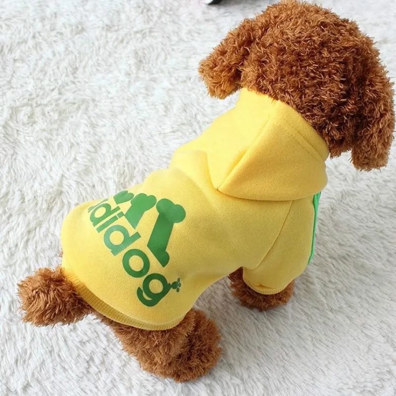 Sweat à Capuche Adidog pour Bouledogue Français – Confort et Style Sportif Pour Bouli Yellow / 5XL 14-18kg