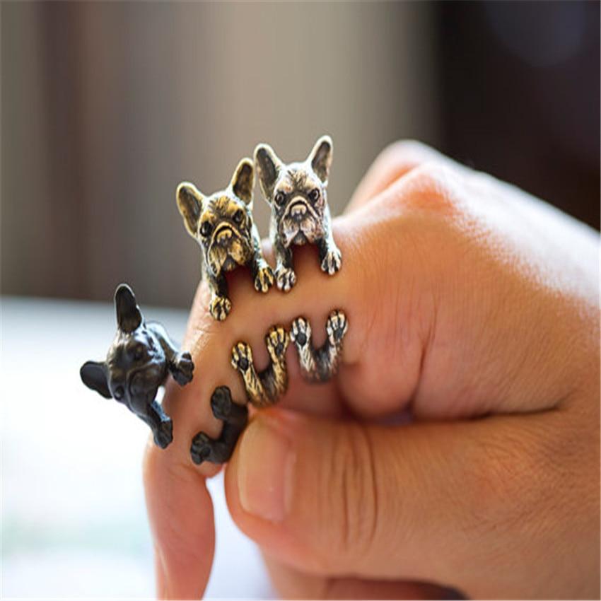 Bouledogue Avenue Pour Humains Bague retro ajustable - Bouledogue français
