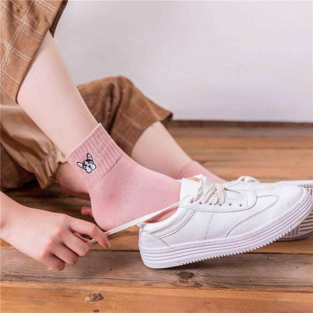 Bouledogue Avenue Pour Humains Chaussettes Tricotées - Tête de Bouli