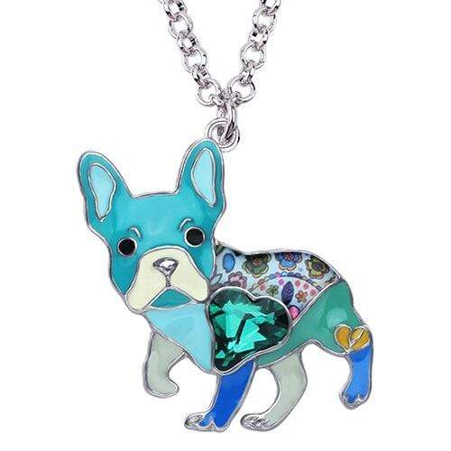 Bouledogue Avenue Pour Humains Bleu Collier avec Pendentif Carlin 6 couleurs