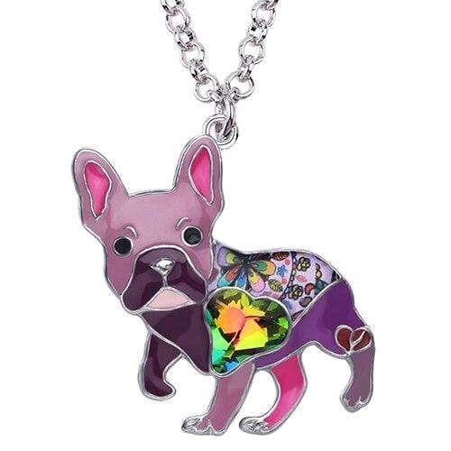 Bouledogue Avenue Pour Humains Mauve Collier avec Pendentif Carlin 6 couleurs