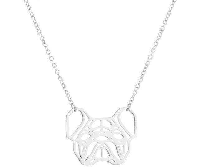 Bouledogue Avenue Pour Humains Argenté Collier - Bouledogue Origami