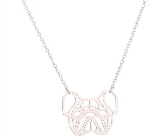 Bouledogue Avenue Pour Humains Or Rose Collier - Bouledogue Origami