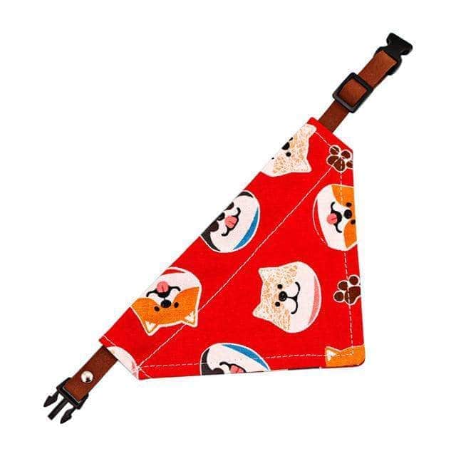 Bouledogue Avenue Pour Bouli Rouge Gris / M Colliers bandana à motifs élégants, réglables pour chiens (Plusieurs modèles)