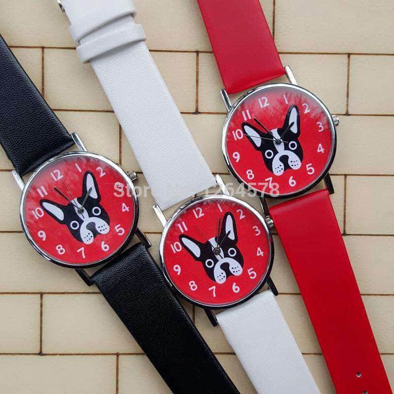 Bouledogue Avenue Pour Humains Montre Bouledogue Rouge, Noir ou Blanc