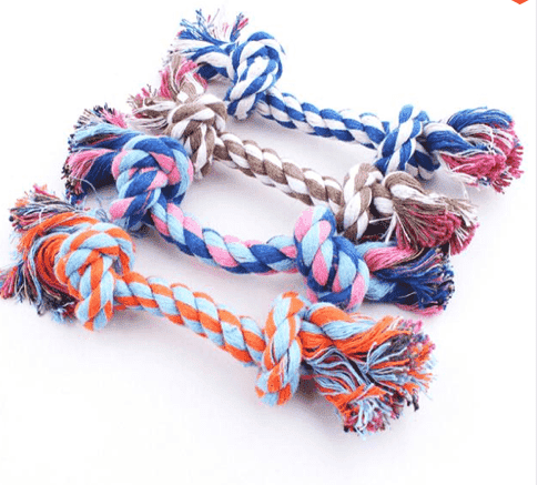 Bouledogue Avenue Pour Bouli Os en Corde Tressée double noeud