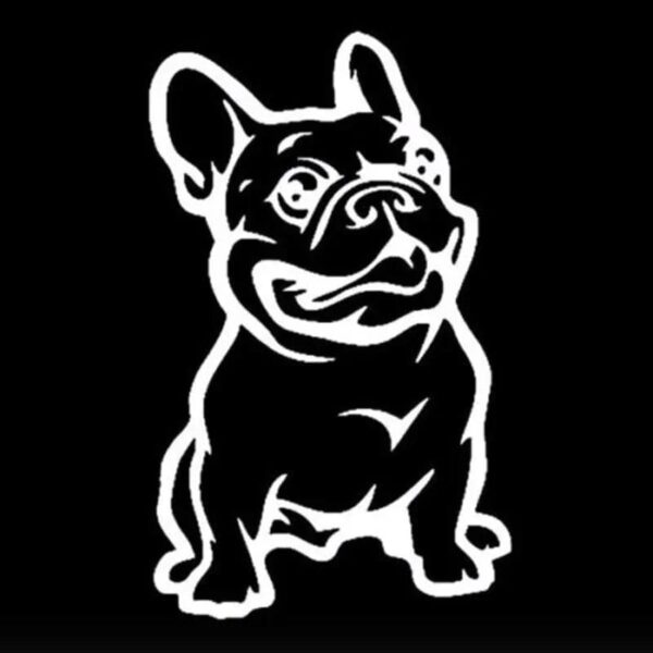 Autocollant pour voiture - Bouledogue Heureux Pour Humains Argent / 13CM