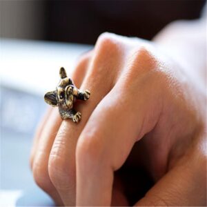 Bouledogue Avenue Pour Humains Bague retro ajustable - Bouledogue français