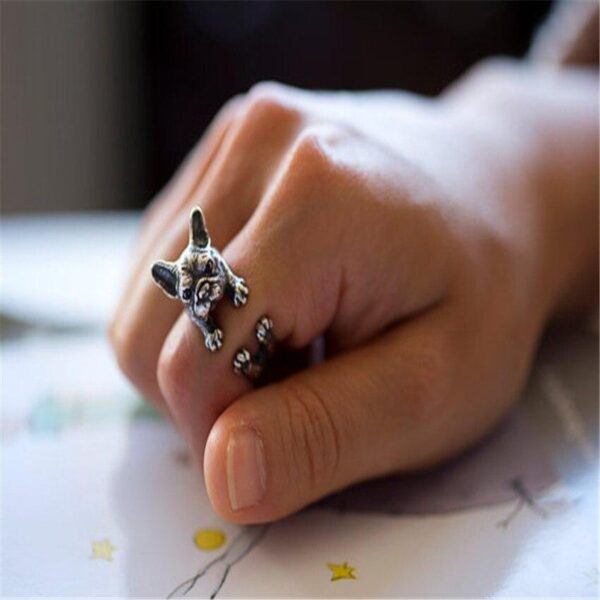Bouledogue Avenue Pour Humains Bague retro ajustable - Bouledogue français