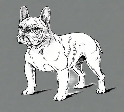 bouledogue francais sketch grey background