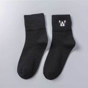 Bouledogue Avenue Pour Humains Noir Chaussettes Tricotées - Tête de Bouli