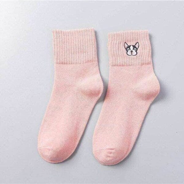 Bouledogue Avenue Pour Humains Saumon Chaussettes Tricotées - Tête de Bouli