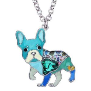 Bouledogue Avenue Pour Humains Bleu Collier avec Pendentif Carlin 6 couleurs