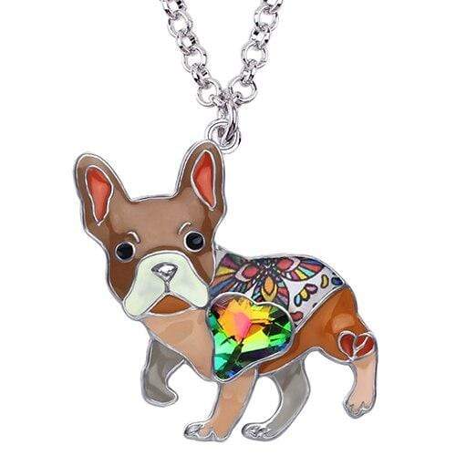 Bouledogue Avenue Pour Humains Marron / China Collier avec Pendentif Carlin 6 couleurs