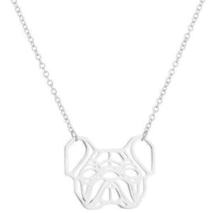 Bouledogue Avenue Pour Humains Argenté Collier - Bouledogue Origami