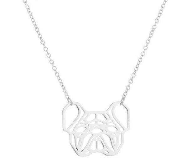 Bouledogue Avenue Pour Humains Argenté Collier - Bouledogue Origami