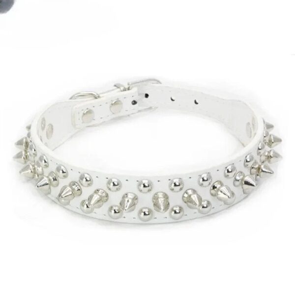 Collier en Cuir Clouté pour Bouledogue Français Pour Bouli Blanc / XS