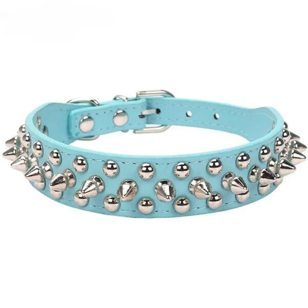 Collier en Cuir Clouté pour Bouledogue Français Pour Bouli bleu clair / XS