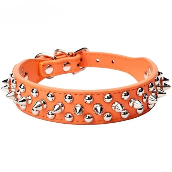 Collier en Cuir Clouté pour Bouledogue Français Pour Bouli Jaune / XS