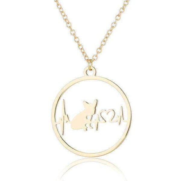 Bouledogue Avenue Pour Humains Doré Collier pour Femme - Bouledogue Lignes de Coeur