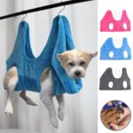 Bouledogue Avenue Dog Cat Hammock Helper Soft Flannel Pet Grooming Hammocks Restraint Bag Harness for Nail Clip Trimming Bathing with 2 Hook