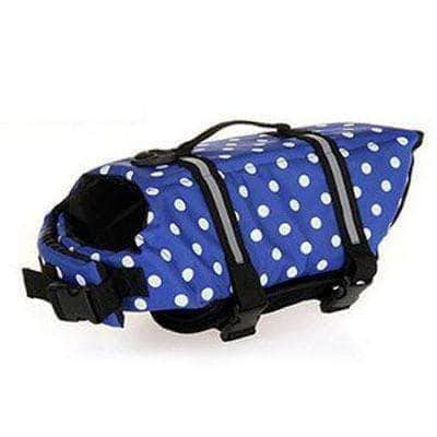 Bouledogue Avenue Bleu Pois / XXS Gilet de sauvetage pour chien - 11 couleurs