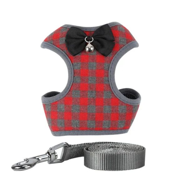 Harnais ajustable Noeud Papillon - Laisse OFFERTE Pour Bouli Rouge / L
