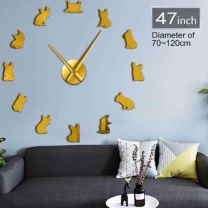 Bouledogue Avenue Or / 70 à 120 cm Horloge Géante Bouledogue Français