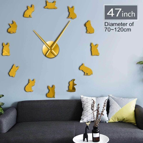 Bouledogue Avenue Or / 70 à 120 cm Horloge Géante Bouledogue Français