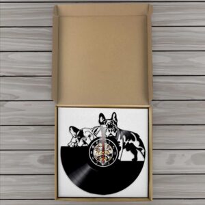 Horloge Vinyle 2 Bouledogues LED Pour Humains