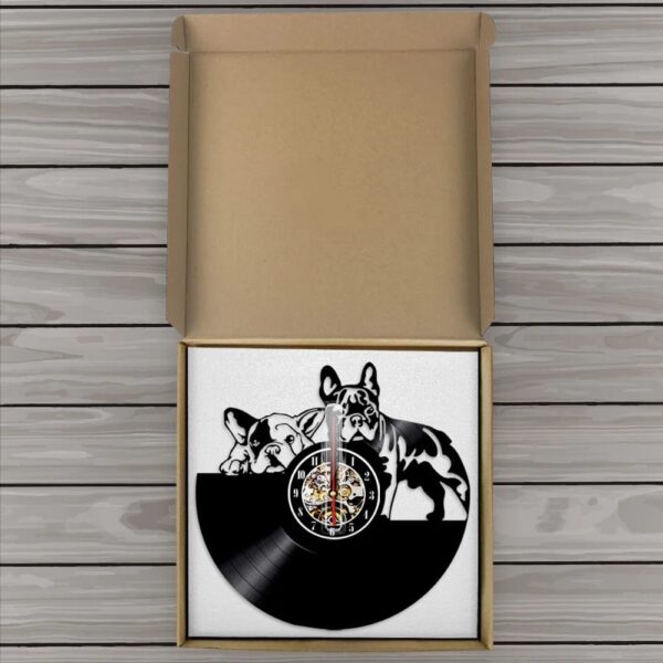Horloge Vinyle 2 Bouledogues LED Pour Humains