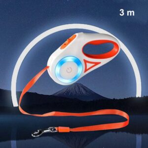 Laisse Rétractable Automatique avec LED – Promenades Sécurisées pour Bouledogue Français Dog Supplies Orange 3m