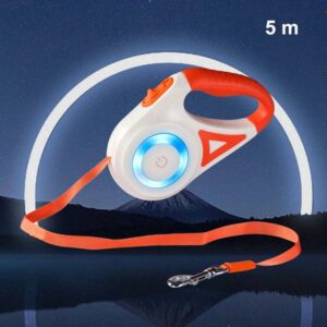 Laisse Rétractable Automatique avec LED – Promenades Sécurisées pour Bouledogue Français Dog Supplies Orange 5m