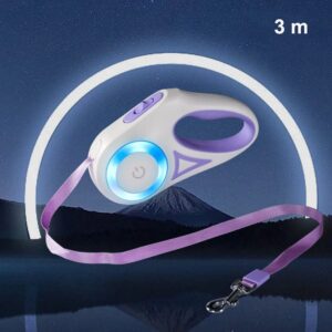 Laisse Rétractable Automatique avec LED – Promenades Sécurisées pour Bouledogue Français Dog Supplies Violet 3m