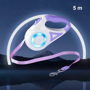 Laisse Rétractable Automatique avec LED – Promenades Sécurisées pour Bouledogue Français Dog Supplies Violet 5m