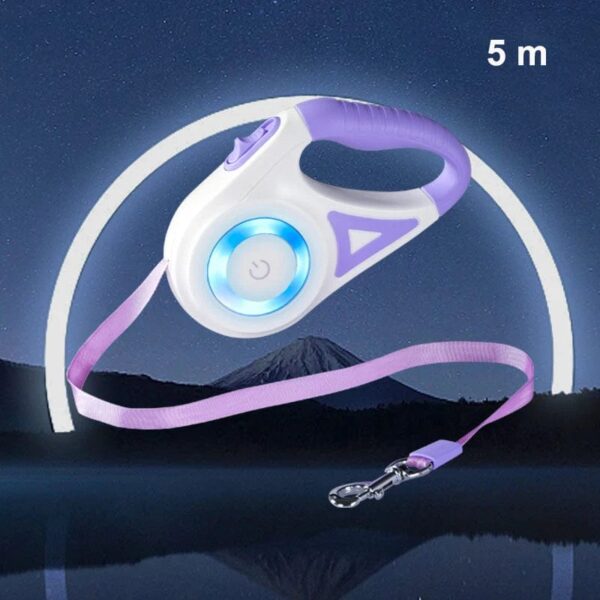 Laisse Rétractable Automatique avec LED – Promenades Sécurisées pour Bouledogue Français Dog Supplies Violet 5m