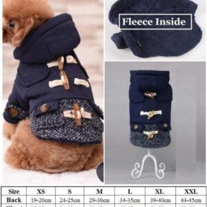 Bouledogue Avenue Dark Blue Fleece / XS Manteau "Boutons" à Capuche pour chien