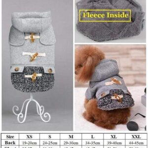 Bouledogue Avenue Gray Fleece / XS Manteau "Boutons" à Capuche pour chien